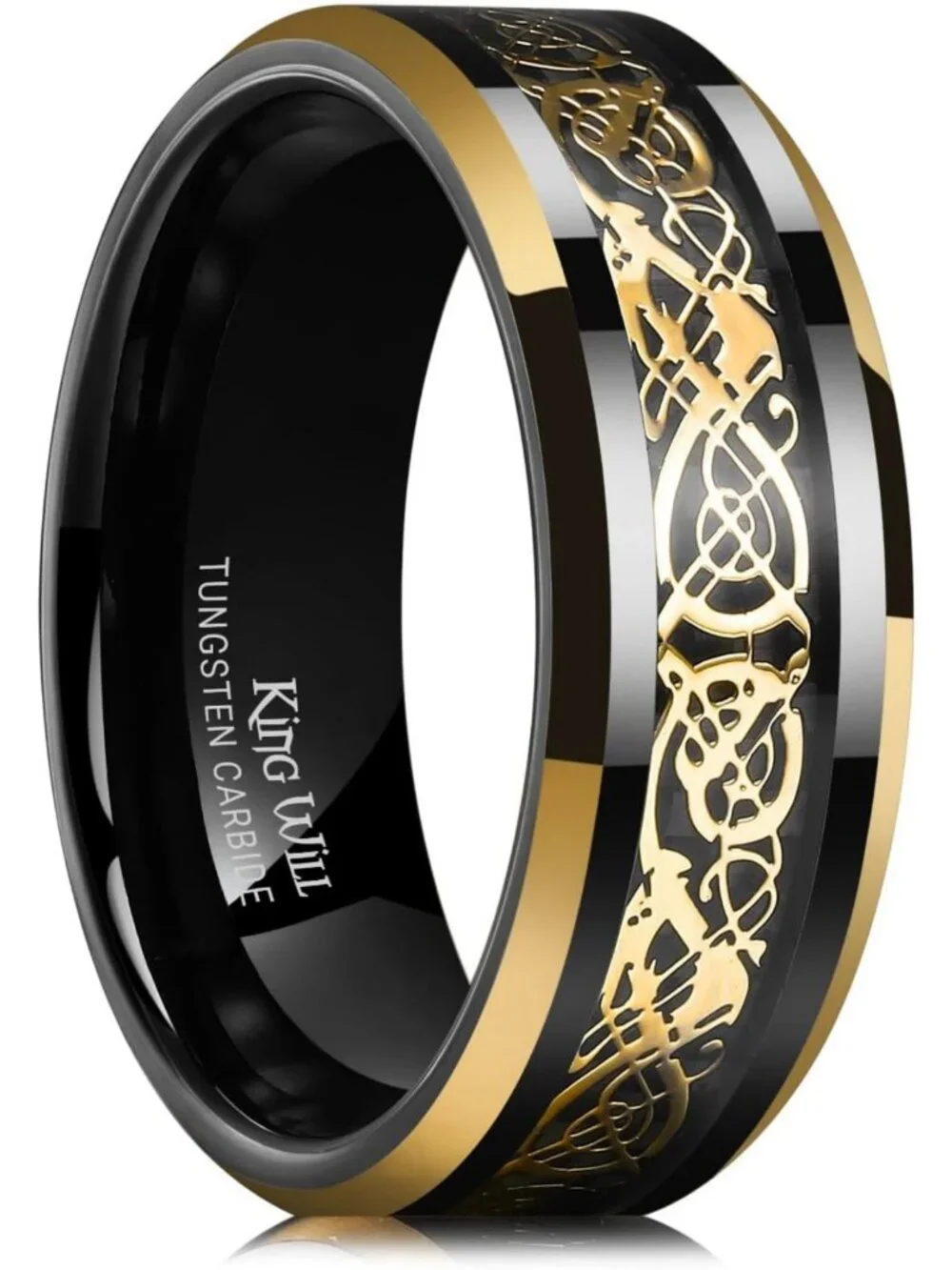 Celtic Dragon Tungsten Ring for Men, Size 4-16, Durable & Stylish Jewelry
